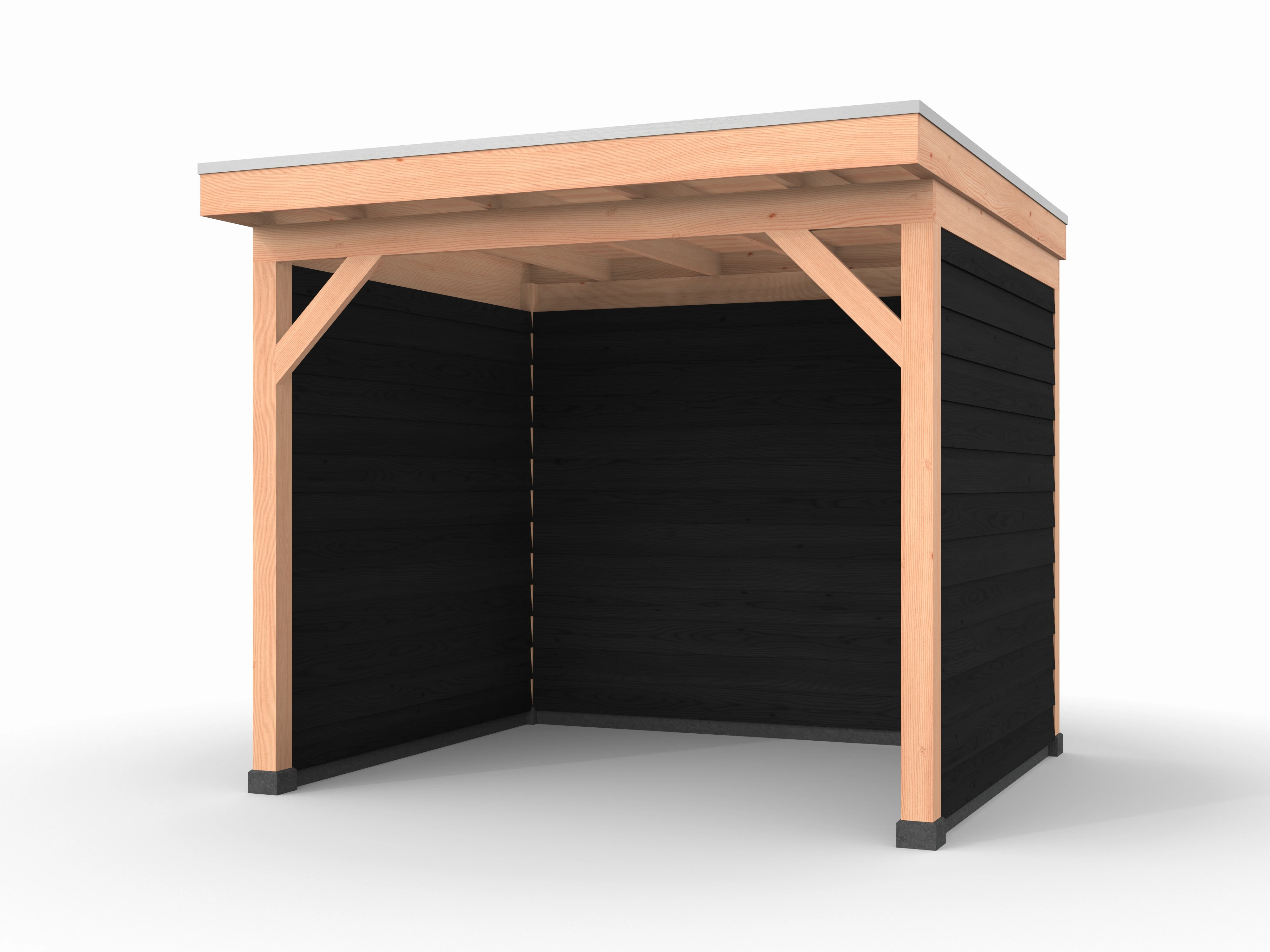 Douglas overkapping, 300 x 250, met achterwand en twee zijwanden, Westwood Comfort Zwart - Afbeelding 1